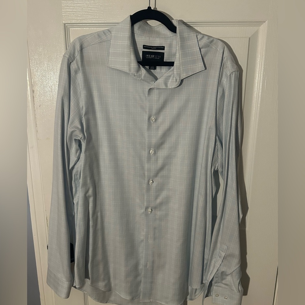 Kenneth Cole Men's Light Blue Slim Fit Dress Shirt - 17.5 36/37~
